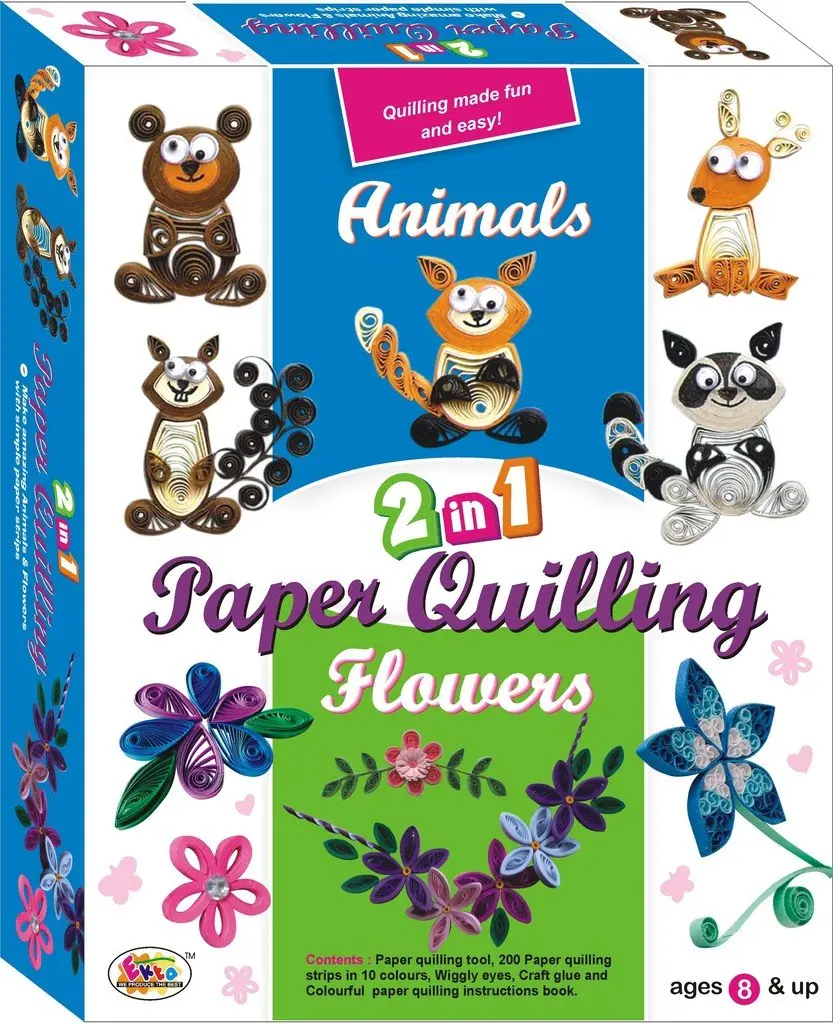 2 IN 1 PAPER QUILLING ANIMALS & FLOWERS